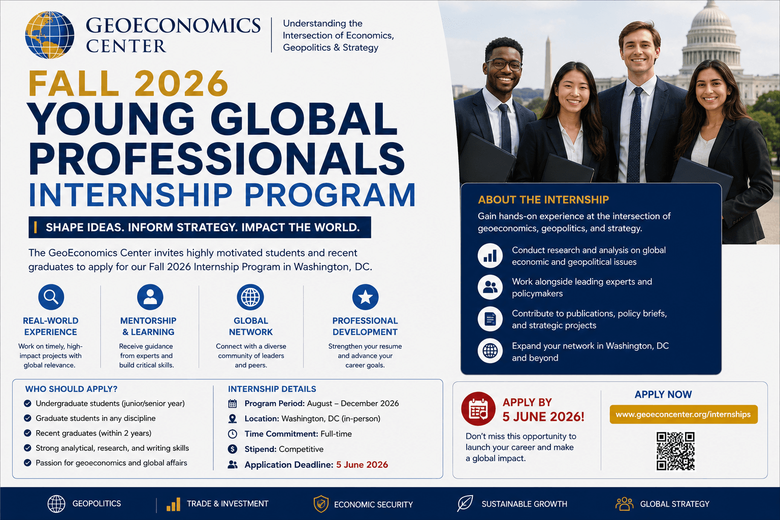 GeoEconomics Center Fall 2026 Young Global Professionals Internship Program — Apply By 5 June 2026