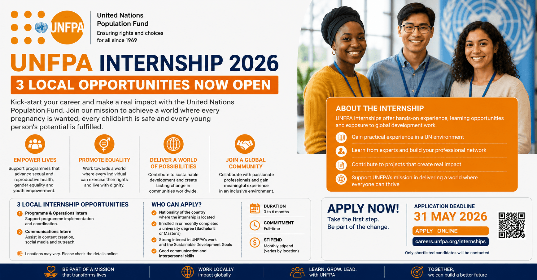 UNFPA Internship 2026 — 3 Local Opportunities Now Open